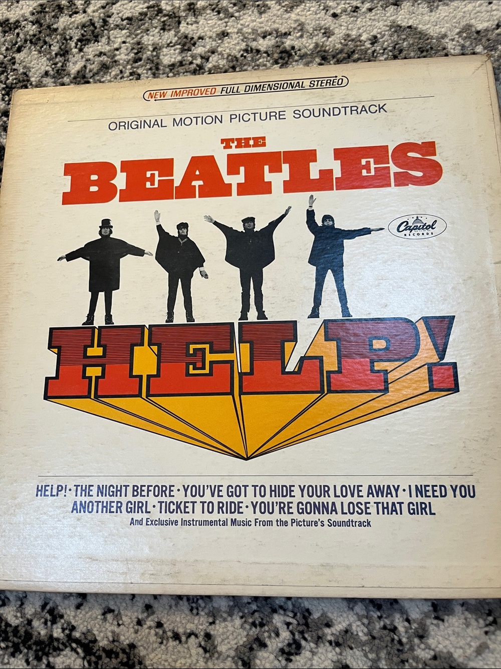 The Beatles HELP! Vintage Album Cover - Red & Yellow Graphic